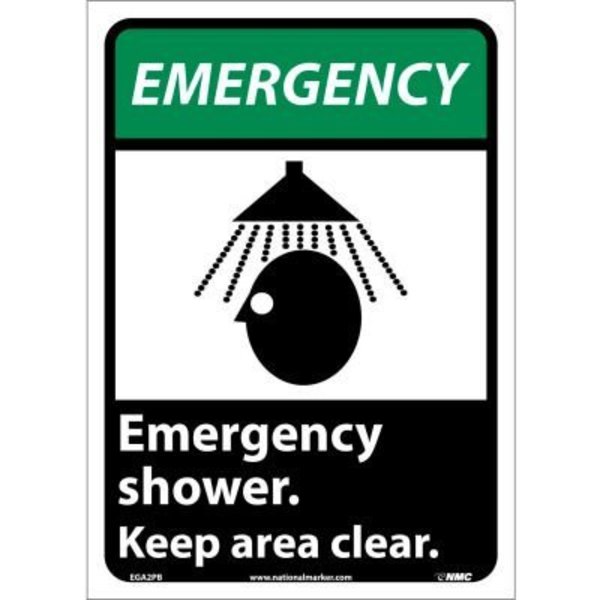 National Marker Co Graphic Signs - Emergency Shower - Vinyl 10inW X 14inH EGA2PB